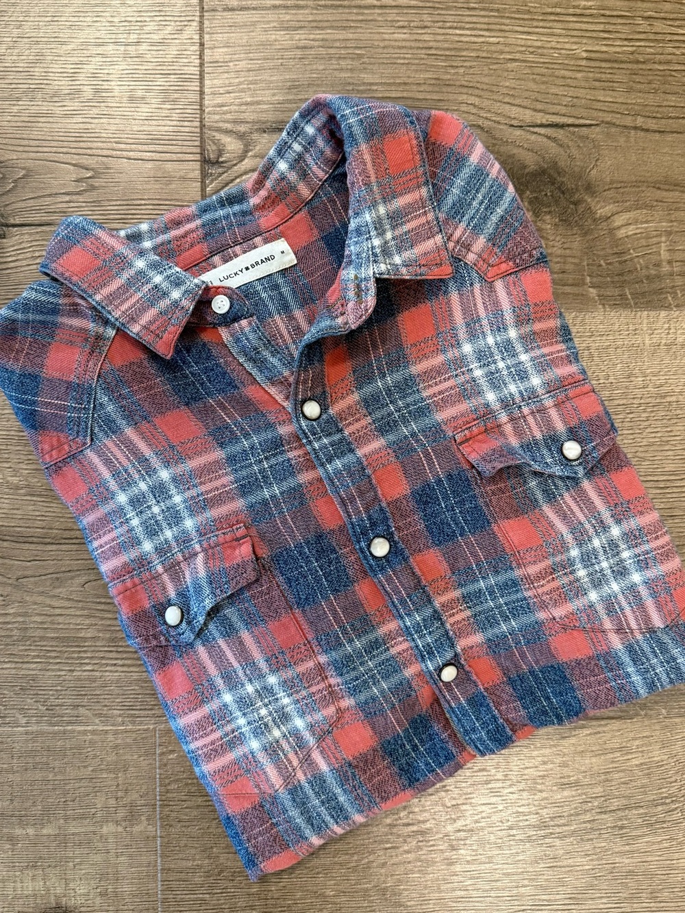 Lucky Brand Acid Wash Twill Mesa Western Shirt